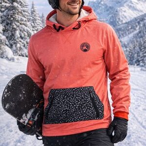 Saga Outerwear Ski Snowboard Hoodie Pullover Orange Black Men’s